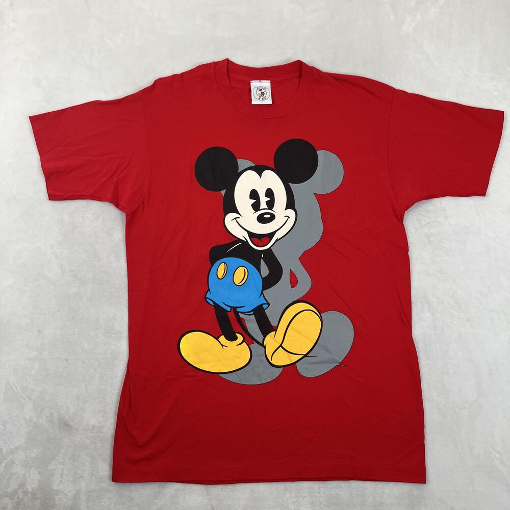 Vintage Mickey & Co T-Shirt Size One Size Red Mickey Mouse Graphic USA Cartoon